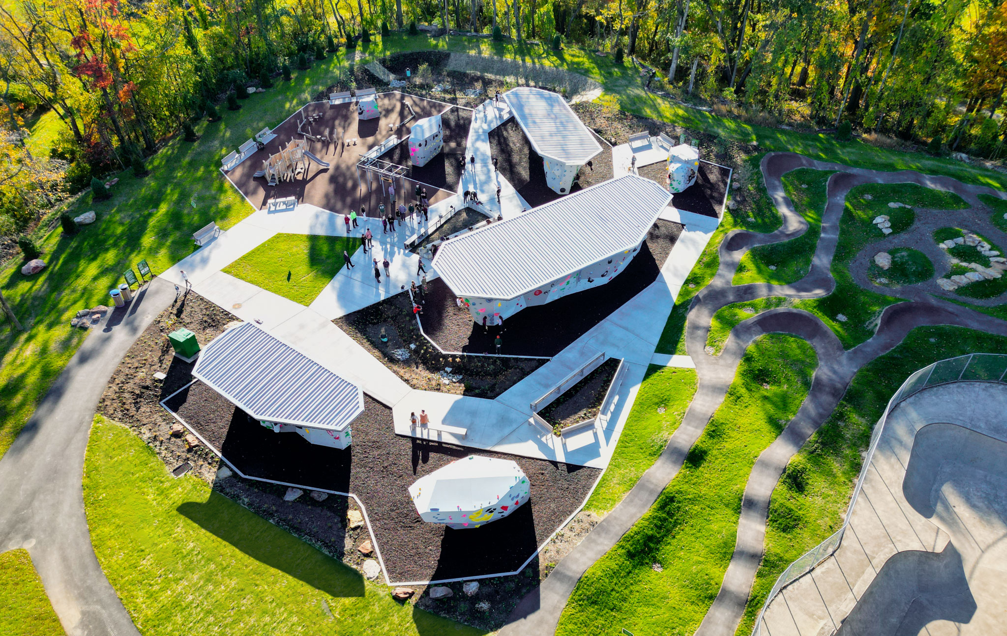 An aerial image of the Boyce Park Climbing Facility.
