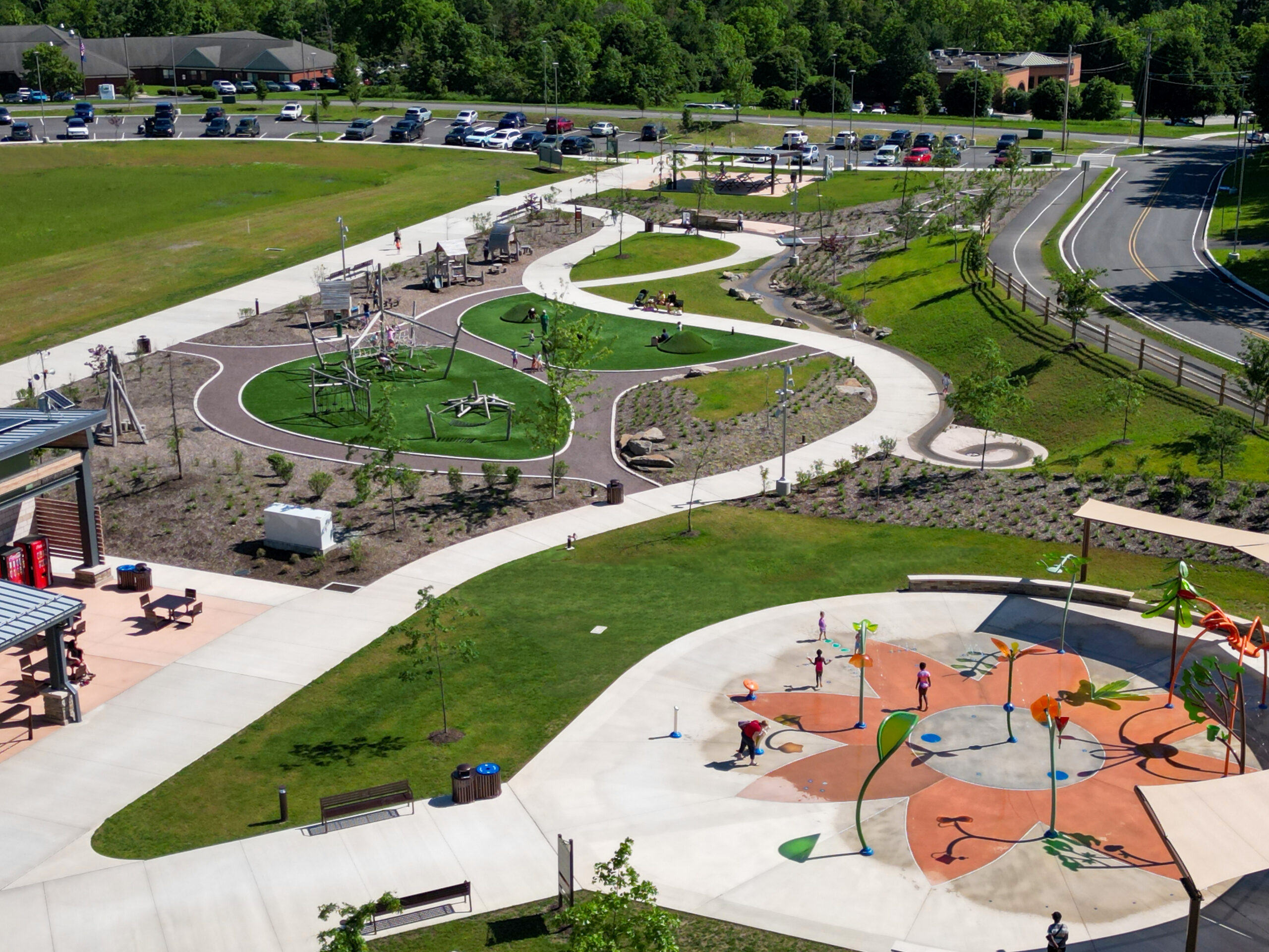 An aerial view of Weatherwood Community Park.