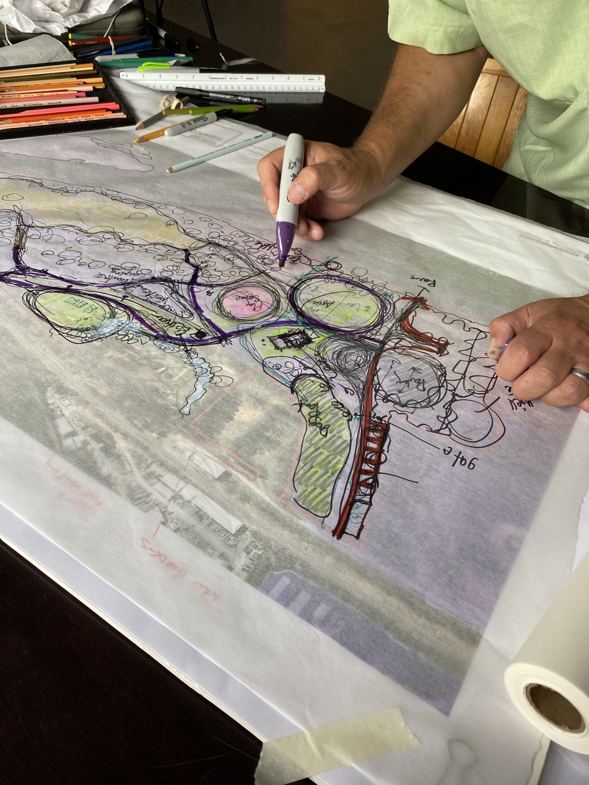 Initial draft concept design hand drawing.