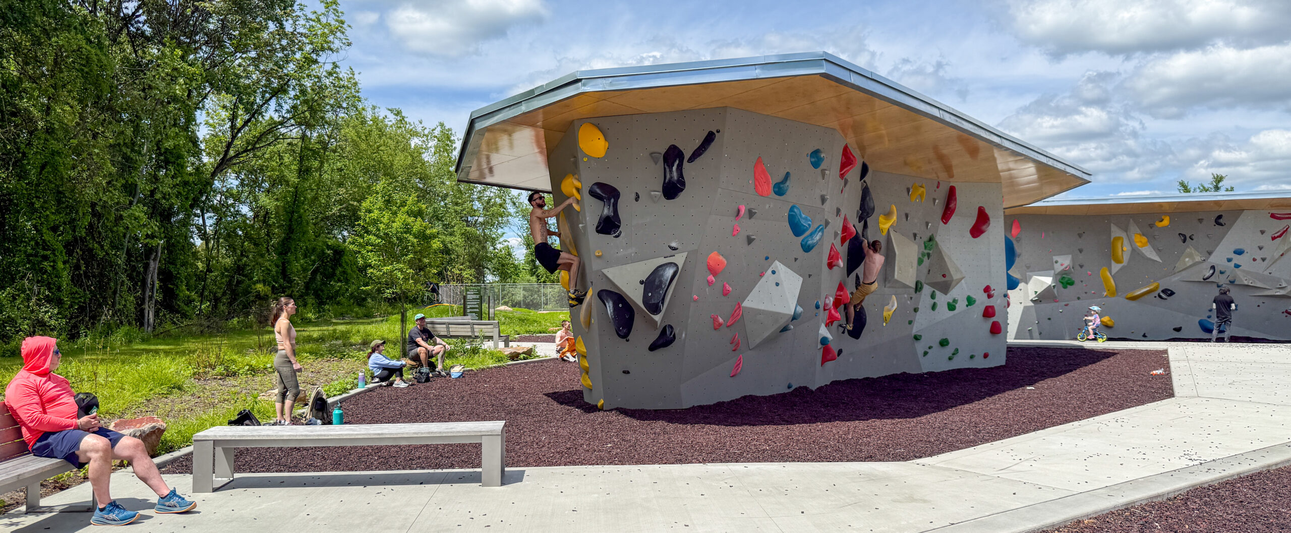 Boyce Park Climbing Wall Being Used